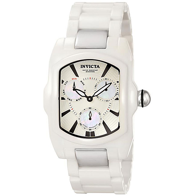 Invicta Mens Lupah White Dial White Corian Watch