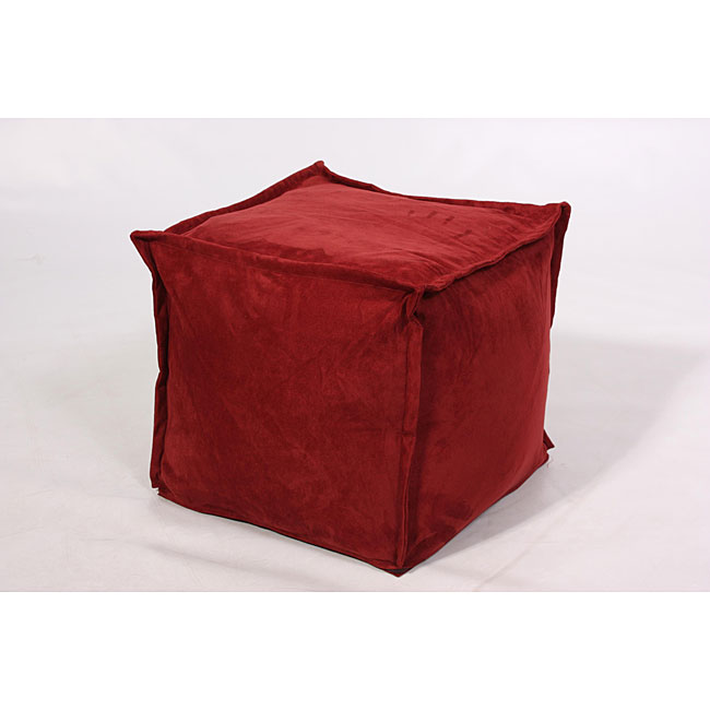 Johnni Burgundy Microfiber Bean Bag Cube Ottoman  