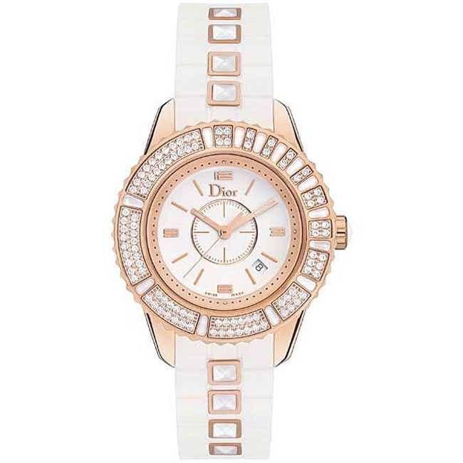 Christian Dior Christal Women's Rose Gold Diamond Watch Free Shipping