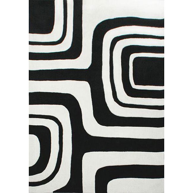 Nuloom Hand tufted Pino Geometric Black Rug (76 X 96)