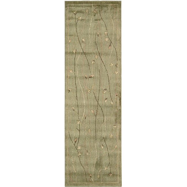 Garden Aubusson Floral Green Rug (2'3 x 7'6) - 1'6" x 2'3"