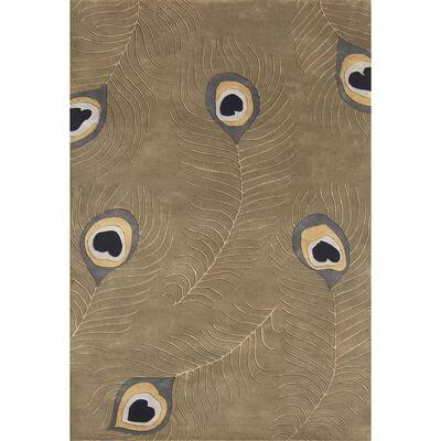 Alliyah Handmade Peacock Green Wool Rug - 5' x 8'