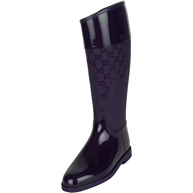 Gucci Womens Purple Flat Rain Boots  