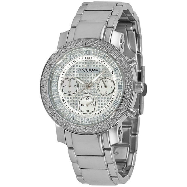 Akribos XXIV Womens Stainless Steel Diamond Chronograph Bracelet 