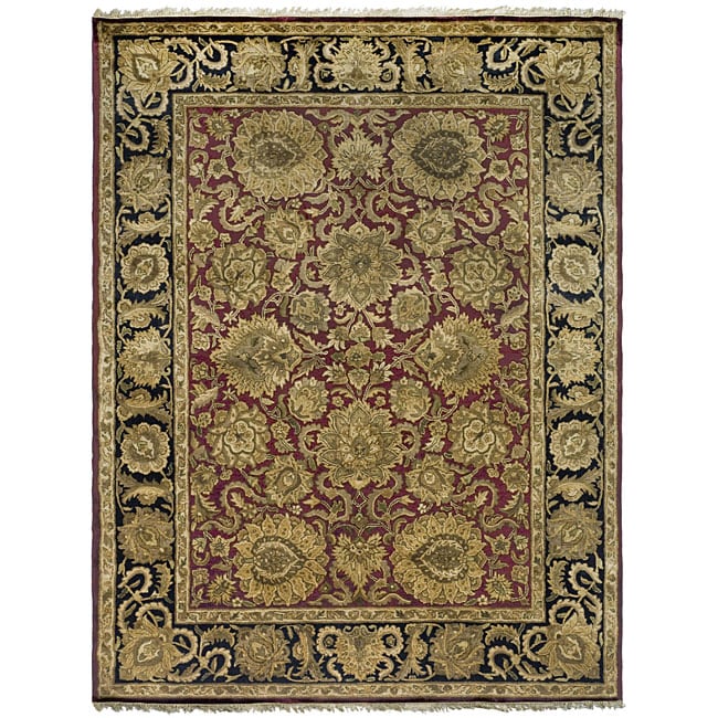 Handmade Heirloom Burgundy/ Black Wool Rug (5 x 8) Today $195.39