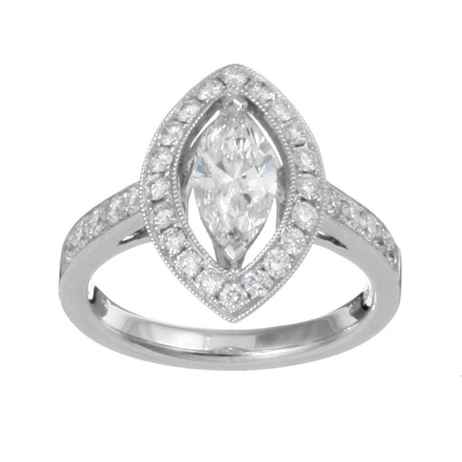 Kabella 18k White Gold 1 2/5ct TDW Diamond Ring (J, SI) (Size 6.5) - 7' x 10'