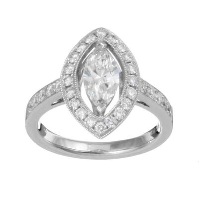 Kabella 18k White Gold 1 2/5ct TDW Diamond Ring (J, SI) (Size 6.5) - 7' x 10'