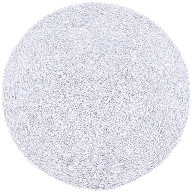 Hand woven White Chenille Shag Rug (5 Round)