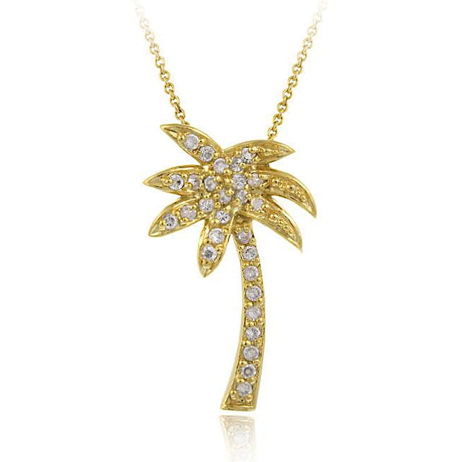 Icz Stonez 18k Goldplated Sterling Silver Cubic Zirconia Palm Tree 