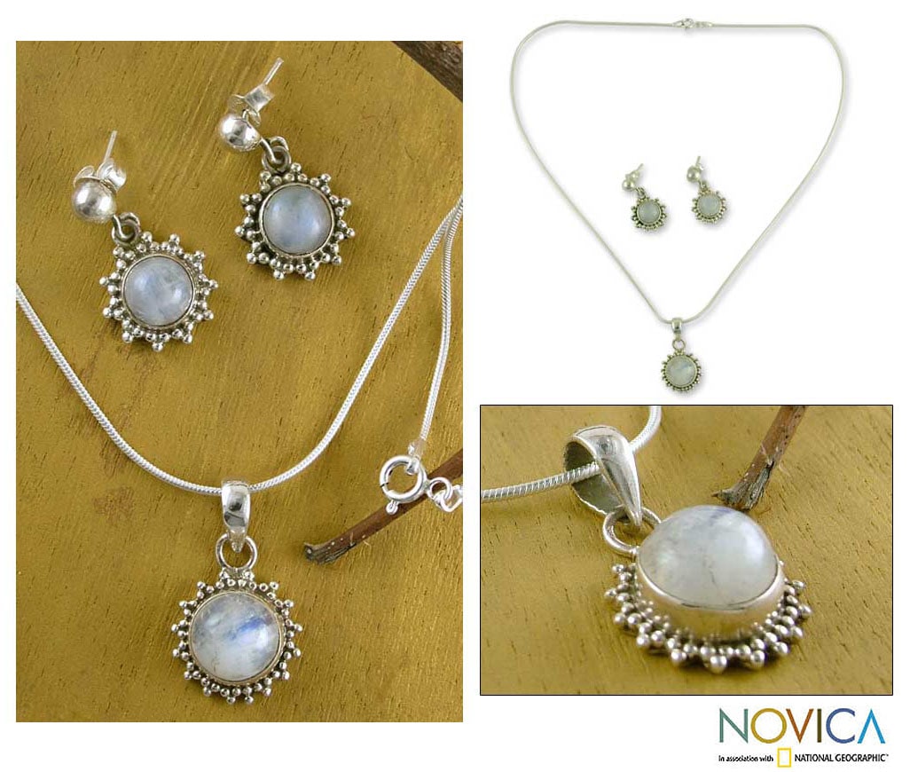   Silver Goddess Moonstone Jewelry Set (India)  