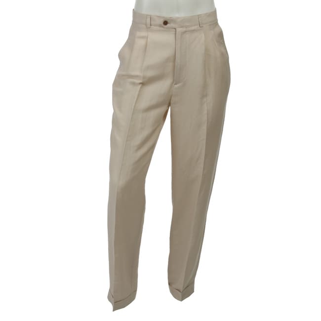 Oleg Cassini Men's Pleated Linen Pants - Overstock™ Shopping - Big ...