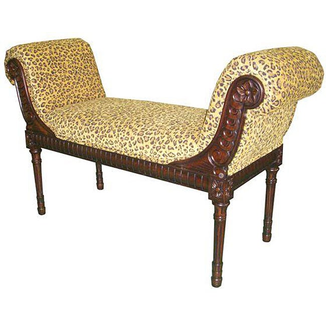 Hand carved Collette Leopard Bench  