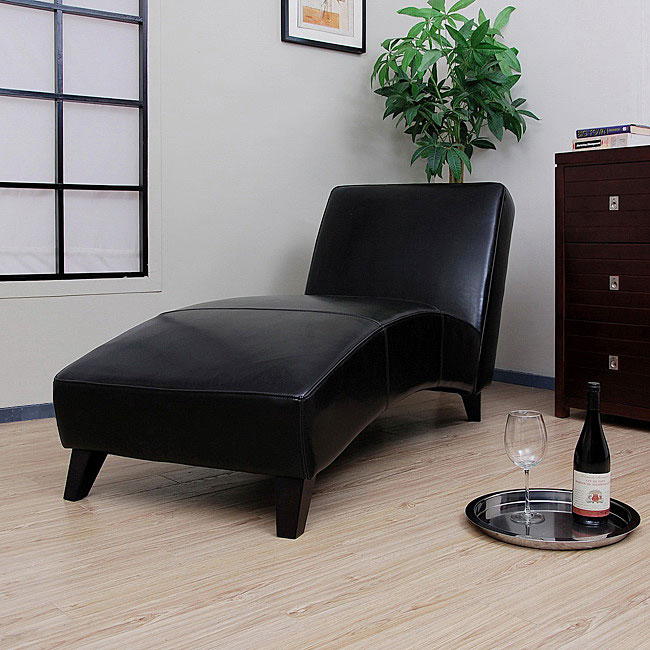 Cleo Black Leather Chaise