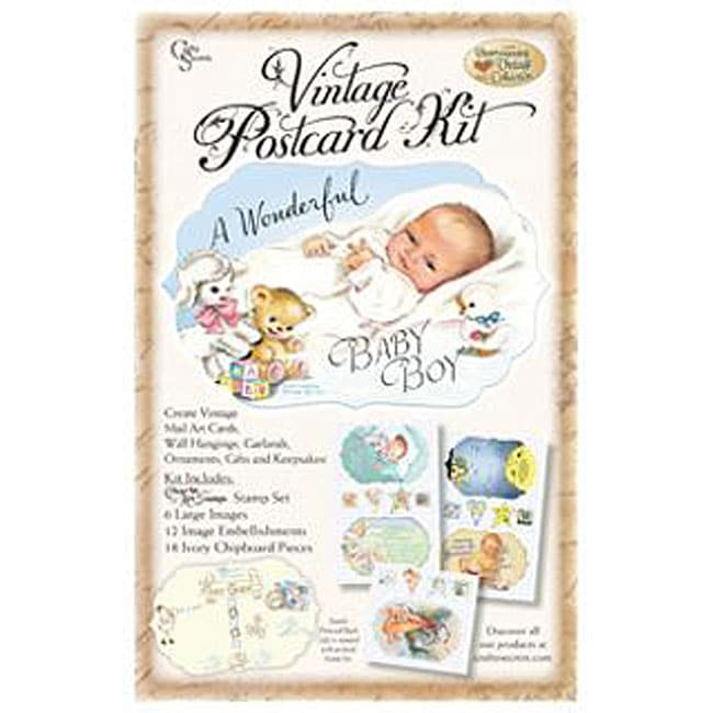 Crafty Secrets Baby Boy Vintage Postcard Kit  
