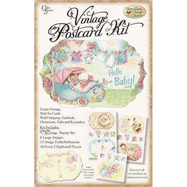 Crafty Secrets Baby Girl Vintage Postcard Kit  