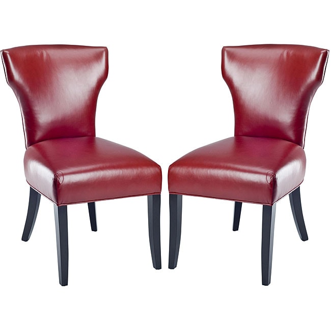 Matty Top grain Red Leather Side Chairs (Set of 2)  