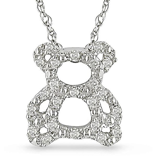   10ct TDW Diamond Teddy Bear Necklace (H I, I2 I3)  