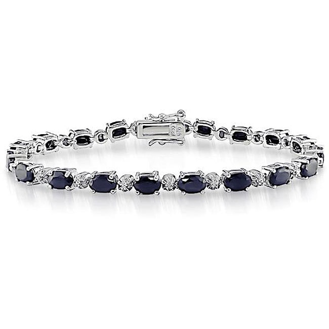 Sterling Silver Sapphire and Diamond Link Bracelet MSRP 