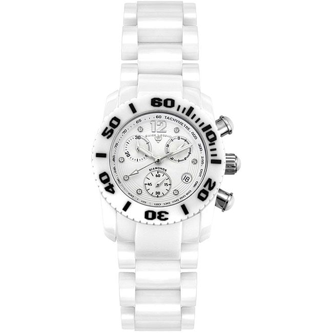 Swiss Legend Womens White Ceramic Chronograph Watch  