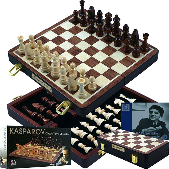 Merchant Ambassador: KASPAROV International Master Chess Set, Strategy  Game, Wooden Folding Chess Board with Magnetic Closure, Gold Finished  Kasparov