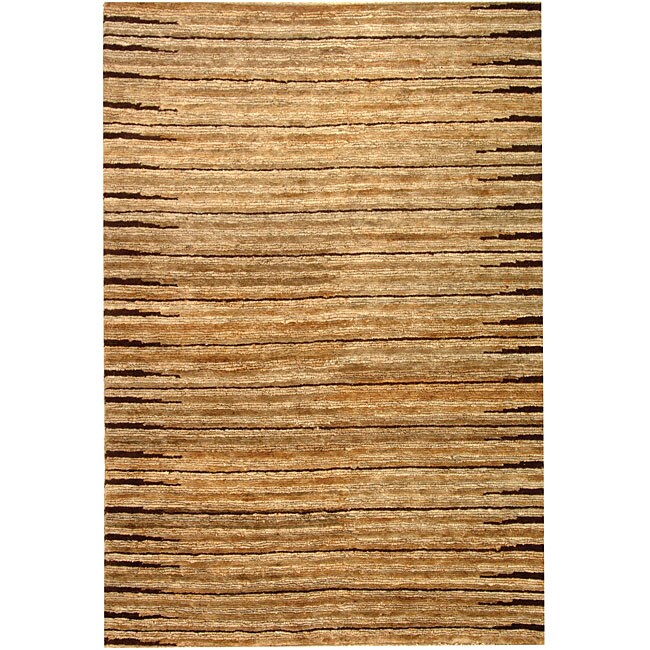 Hand knotted All natural Fields Beige Hemp Rug (8 X 10)