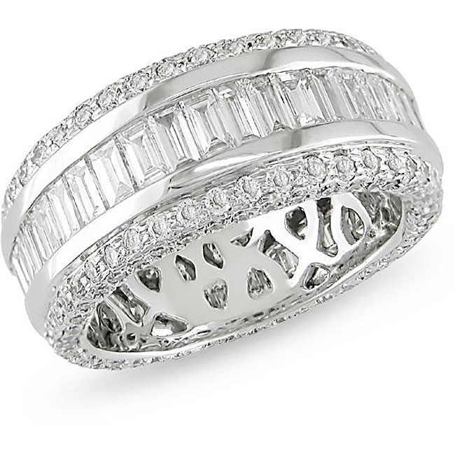 18k White Gold 3ct TDW Diamond Eternity Ring (F G, VVS VS)   