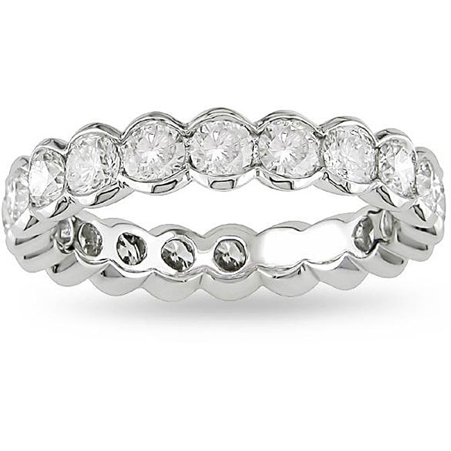 18k White Gold Womens 2ct TDW Diamond Eternity Wedding Ring (G H, SI 