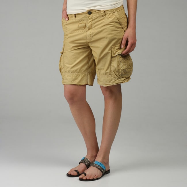 Taverniti Women's Cotton Khaki Cargo Shorts - 12620367 - Overstock.com ...