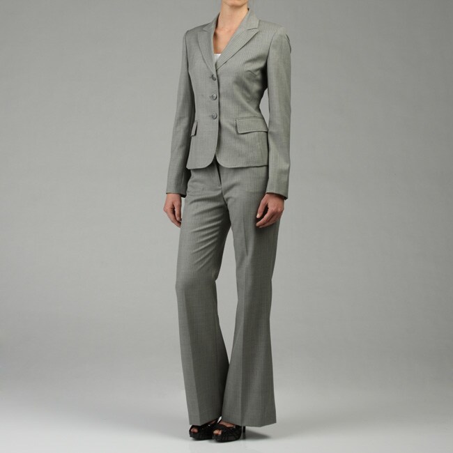 Anne Klein Women's 3-button Pinstripe Pant Suit - 12623042 - Overstock ...