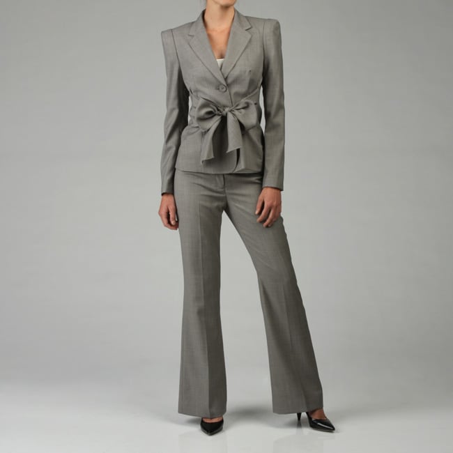 Anne Klein Women's Grey 2-button Pant Suit - Free Shipping Today ...