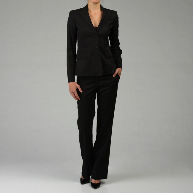 Anne Klein Women's Black Texture Pinstripe Pant Suit - Free Shipping ...