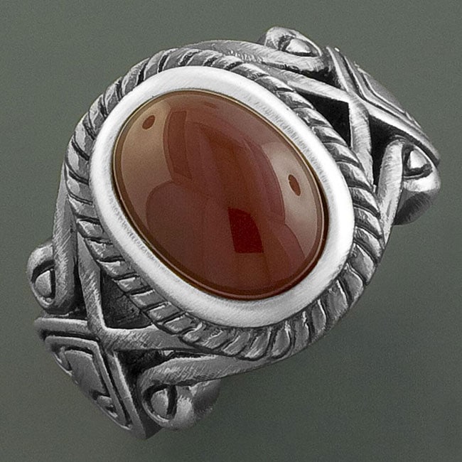 Shop Handcrafted Stainless Steel Carnelian Celtic Oval Ring (China ...