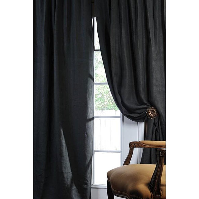 Exclusive Fabrics Signature Black Licorice Linen 96-inch Curtain Panel