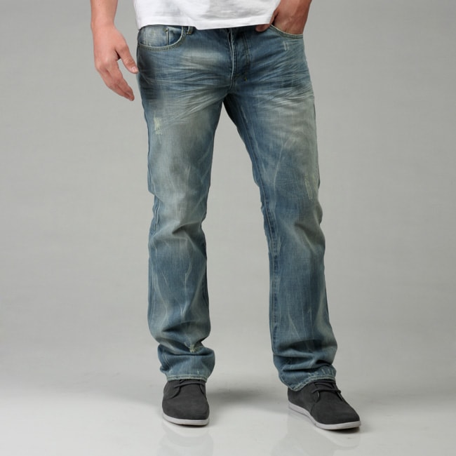 Projek Raw Mens Light Wash Straight Leg Jeans  