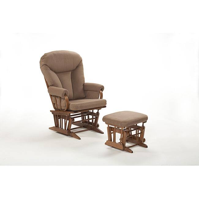 Hardwood and Medium Brown Bow-back Glider Rocker