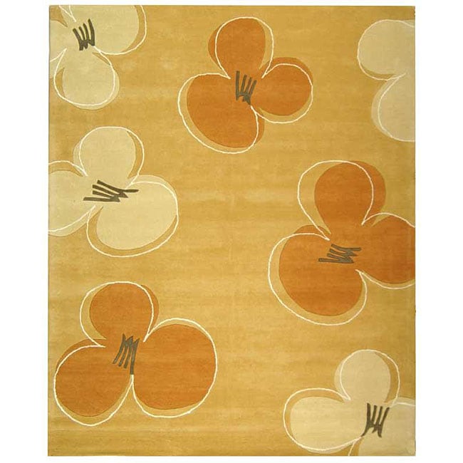 Handmade Soho Daisy Gold New Zealand Wool Rug (83 X 11)