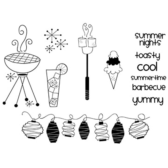 Unity Stamp Retro BBQ  Sweet Summer Day Unmounted Rubber Stamps 