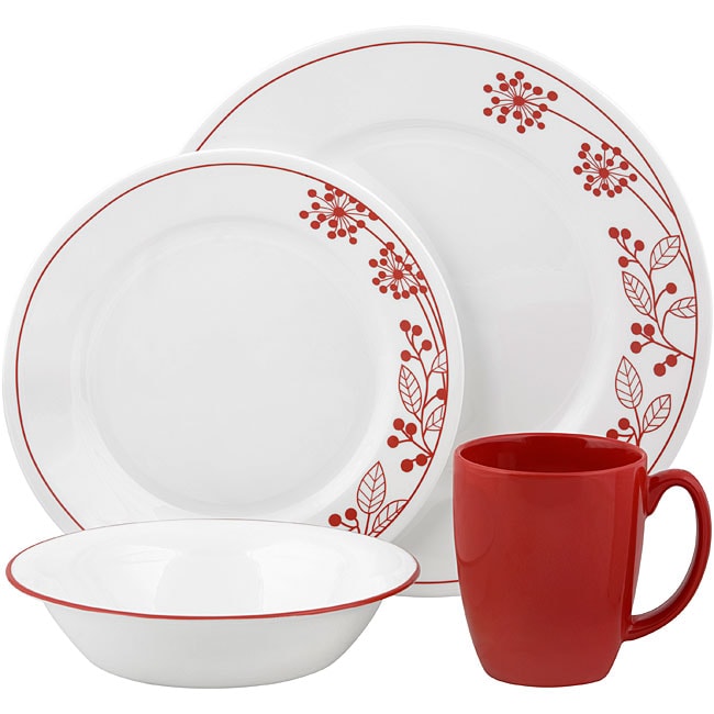 Corelle Vive Berry & Leaves 16-piece Vitrelle Dinnerware Set - Free Shipping Today - Overstock ...