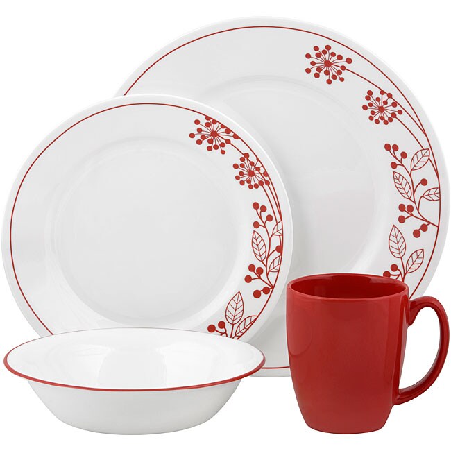 Corelle Vive Berry & Leaves 16piece Vitrelle Dinnerware Set Free