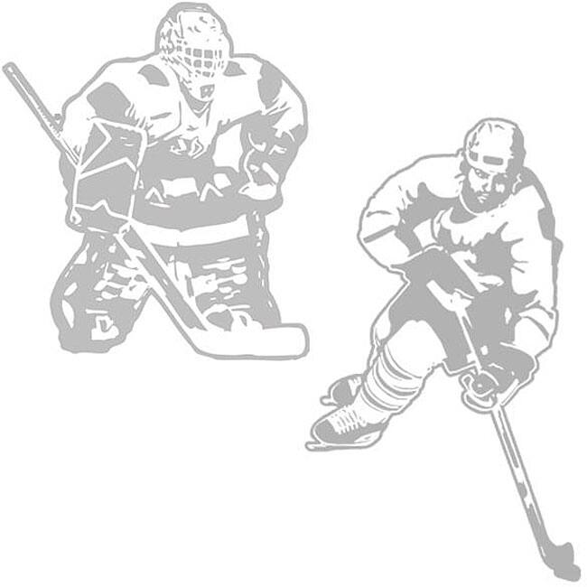 Hockey Forward and Goalie Sudden Shadows Wall Decal