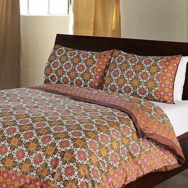 Antique Pattern Cotton Kingsize 3piece Duvet Cover Set (India) Free Shipping Today