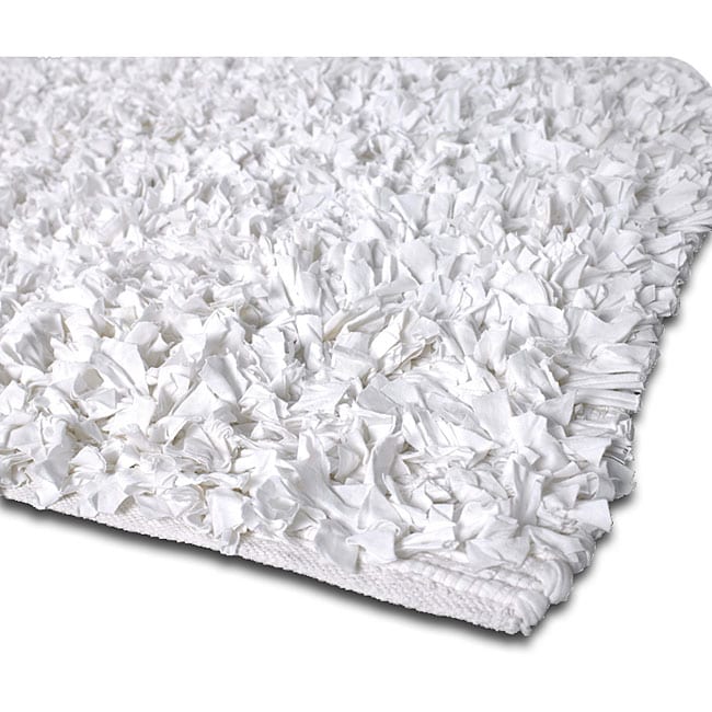 Handmade White Jersey T shirt Rug (47 x 77)  