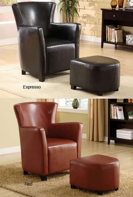 Single seat Bicast Leather Chair and Ottoman Set  