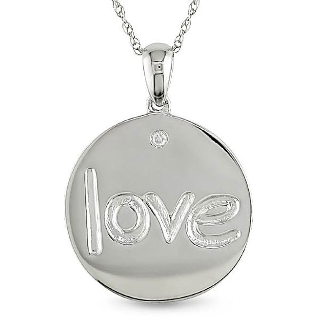 10k White Gold Diamond Accent 'LOVE' Necklace Diamond Necklaces