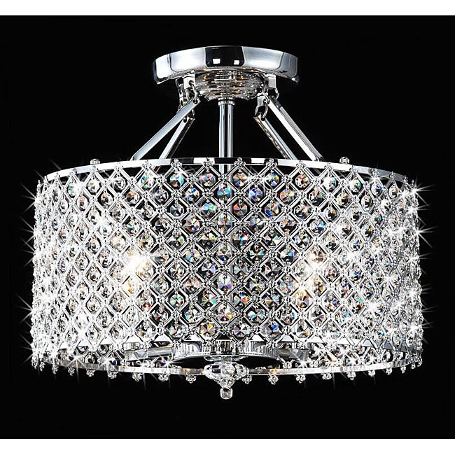 Chrome/ Crystal 4 light Round Ceiling Chandelier  