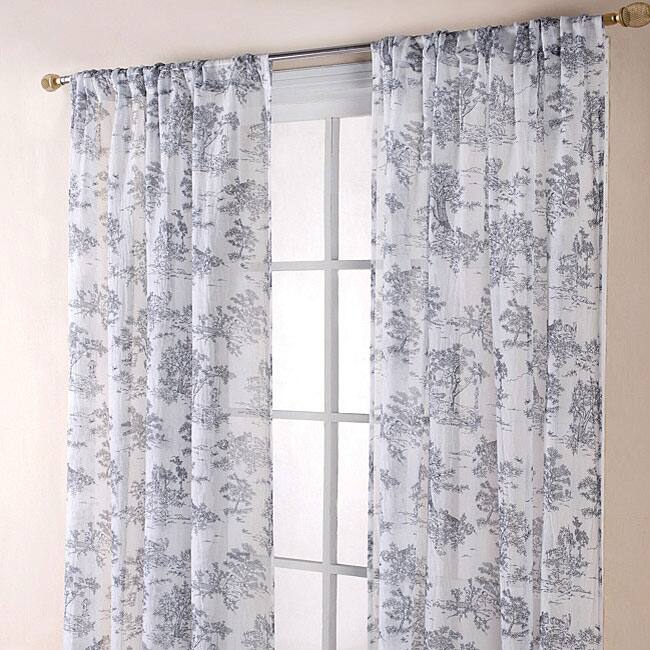 Toile Black/ White 84-inch Sheer Curtain Panels
