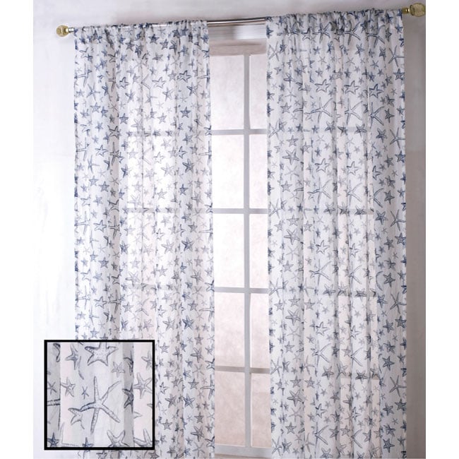 Starfish Sheer 84 inch Curtain Panel Pair  