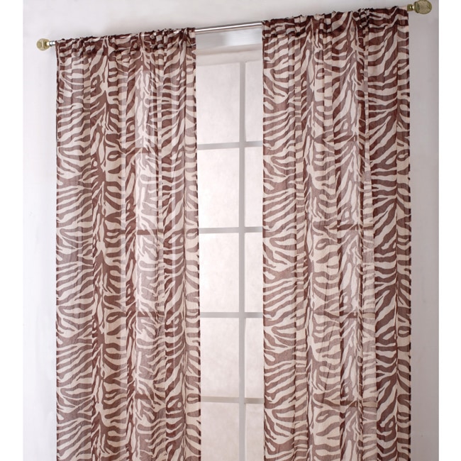 Zebra Print Chocolate/ Tan 84-inch Sheer Curtain Panel Pair - Free ...