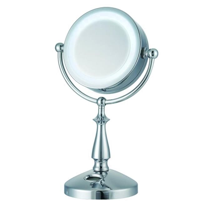 Ware 24 LED Lighted 10x 1x Touch Control Makeup Mirror w/ Clock