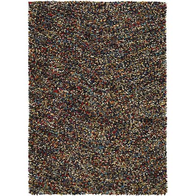 Hand-woven Geminine New Zealand Wool Shag Rug (9' x 13') - multi
